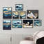 Montagne, paysage, moderne, abstrait, nature, bleu et tons dorés, illustrations, art moderne, petit décor-102709851
