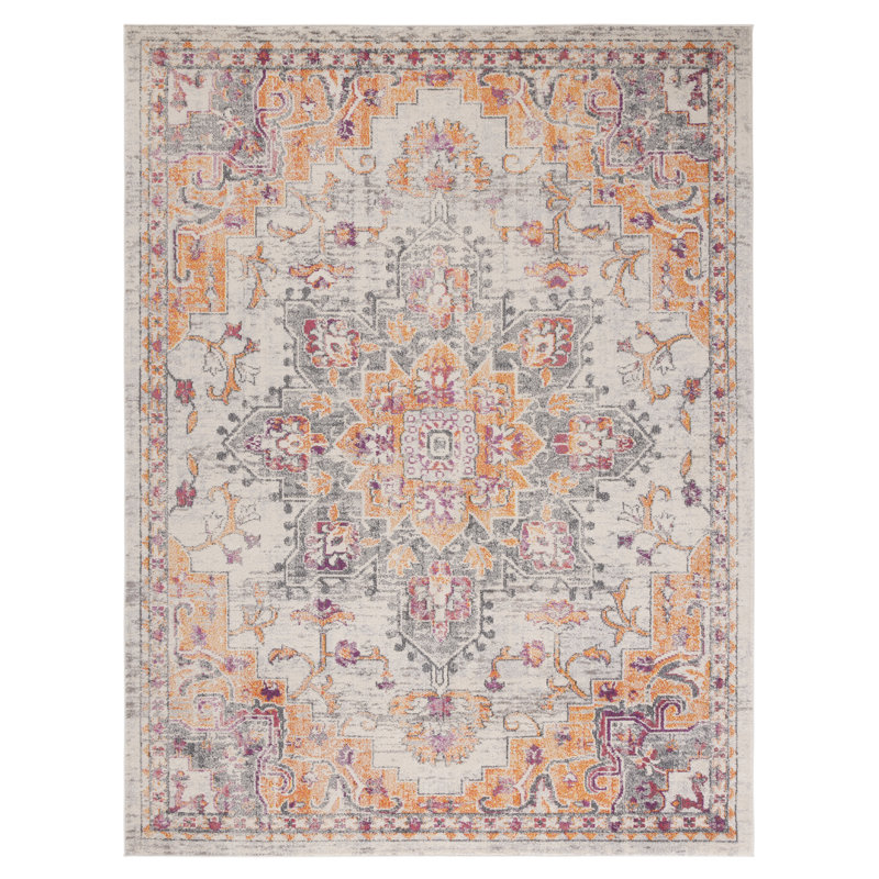 Brieta Machine Woven Beige/Orange Indoor Rug, Runner 119.38 x 304.8cm
