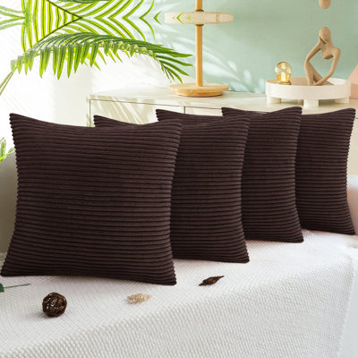 Striped Square Scatter Crushed Velvet Cushion Cover (Set of 4)