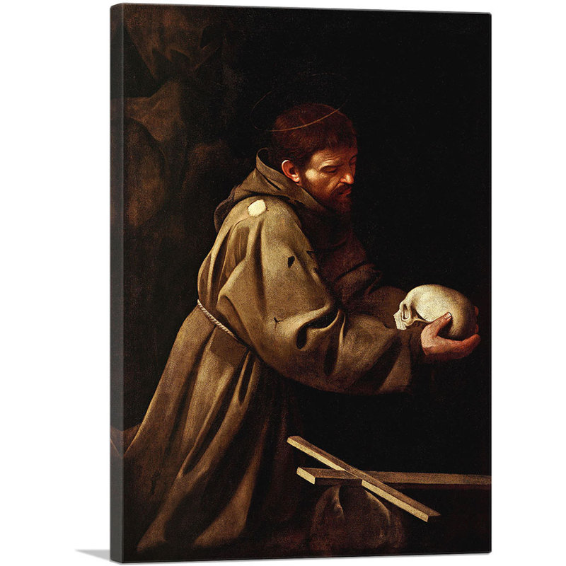 Saint François en prière - 1606, H 26 po x l 18 po x P 0,75 po