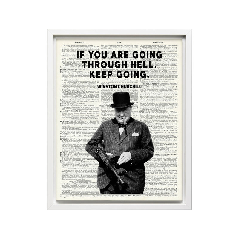 Winston Churchill - continuez, Canvas, White Framed, 11"H x 14"W