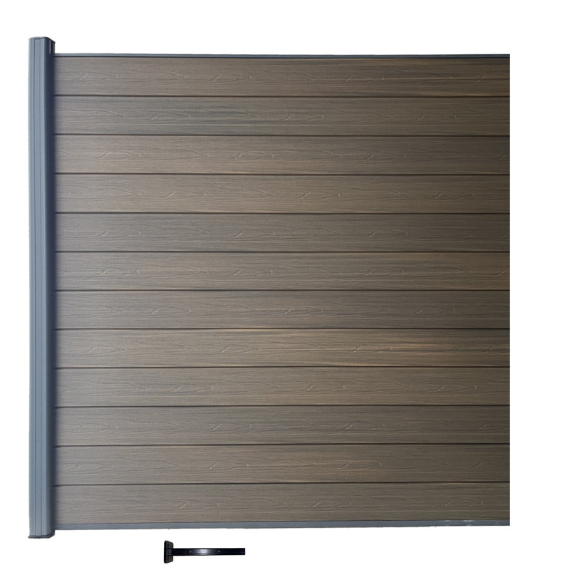 Panneau de clôture d'intimité composite imitation bois brun 1,83 m x 1,83 m, supports de fixation carrés en surface, 1