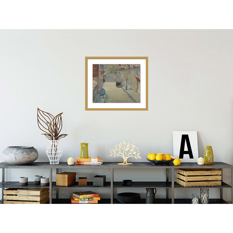 La rue Mosnier avec drapeaux par Edward Manet, impression giclée sur cadre, H 23,5 po x l 27,51 po