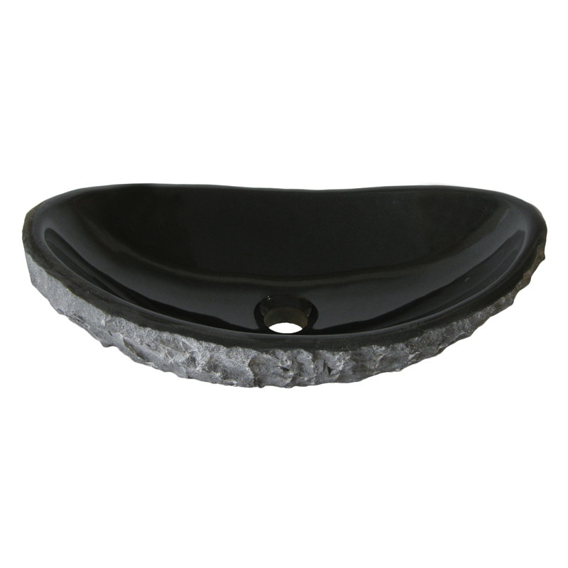 Novatto Absolute 11.75'' Natural Granite Stone Oval Bathroom Sink, Oil Rubbed Bronze
