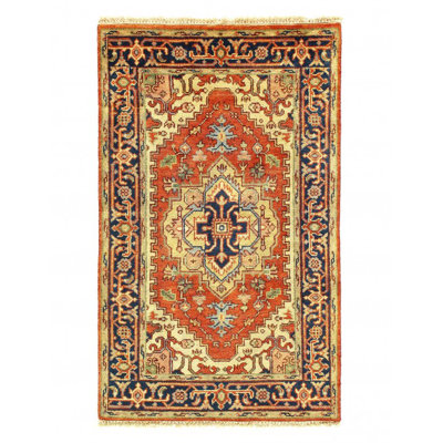 Barriner Hand Knotted Area Rug in Rust