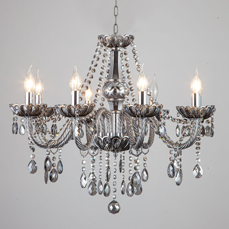 Ames Genuine Grey Crystal Chandelier, 60cm H x 55cm W x 60cm D