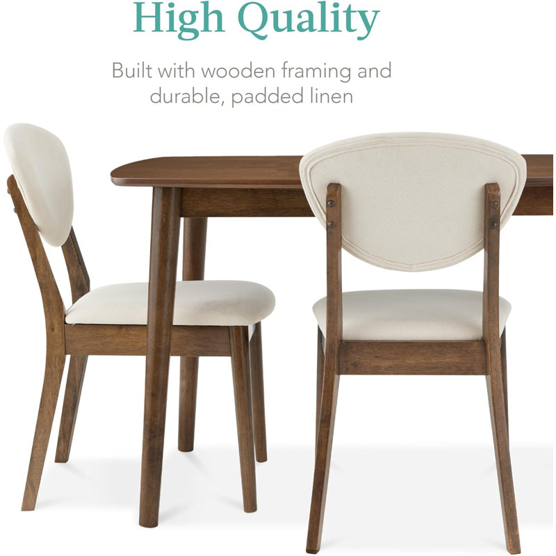 Compact Mid-Century Modern Walnut Dining Set with Cream Padded Chairs