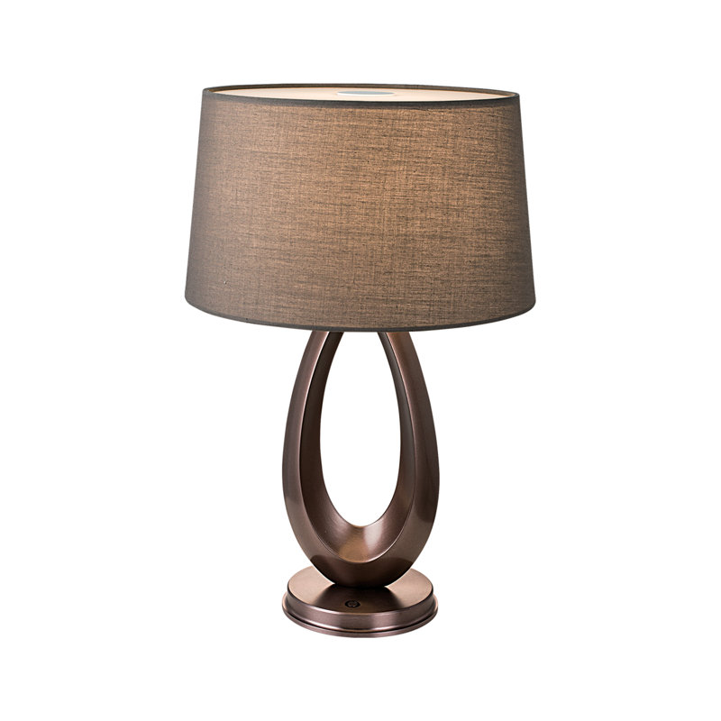 Lampe de table avec USB, Bronze améthyste, Marron, H 25,43 po x l 16,54 po x P 16,54 po