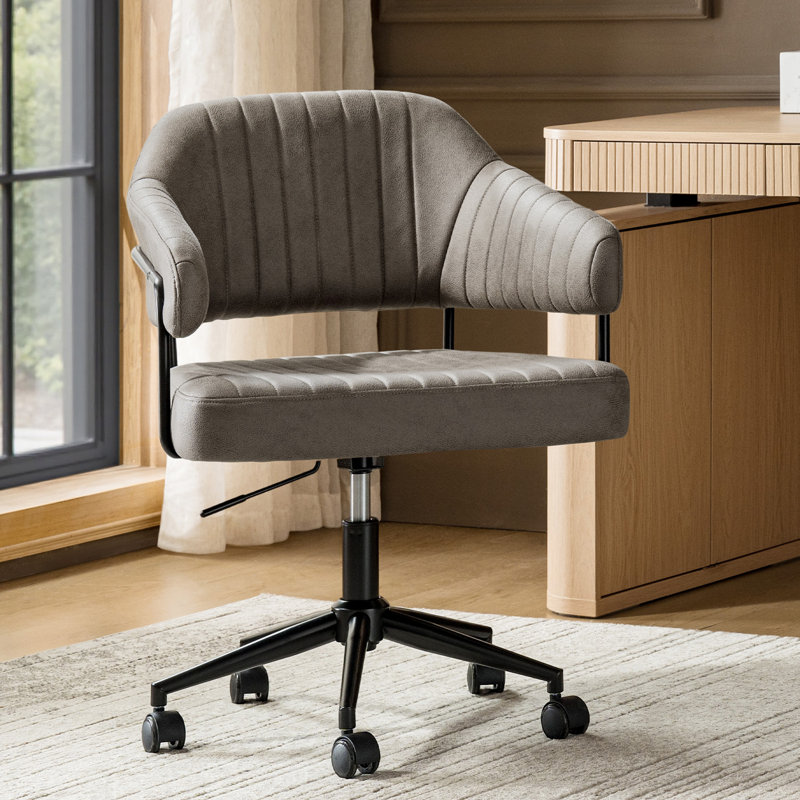 Honor Modern Industrial Simple Assembly Swivel Office Chair With Faux Leather And Tilt, Gray