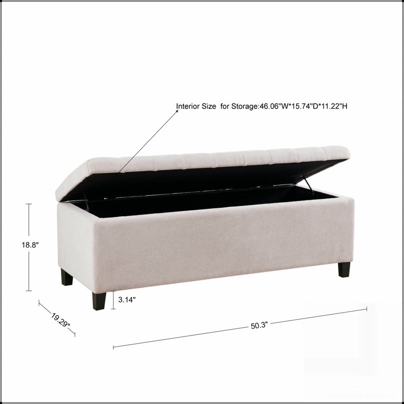 Banc de rangement capitonné à fermeture douce