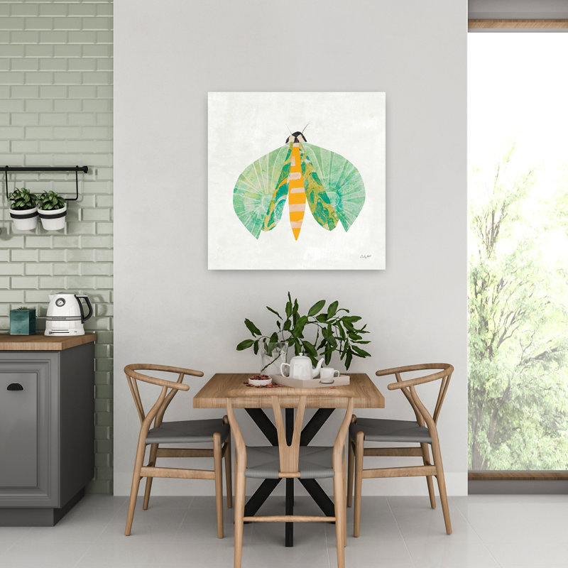 Collage insectes II, papillon contemporain, H 32 po x l 32 po