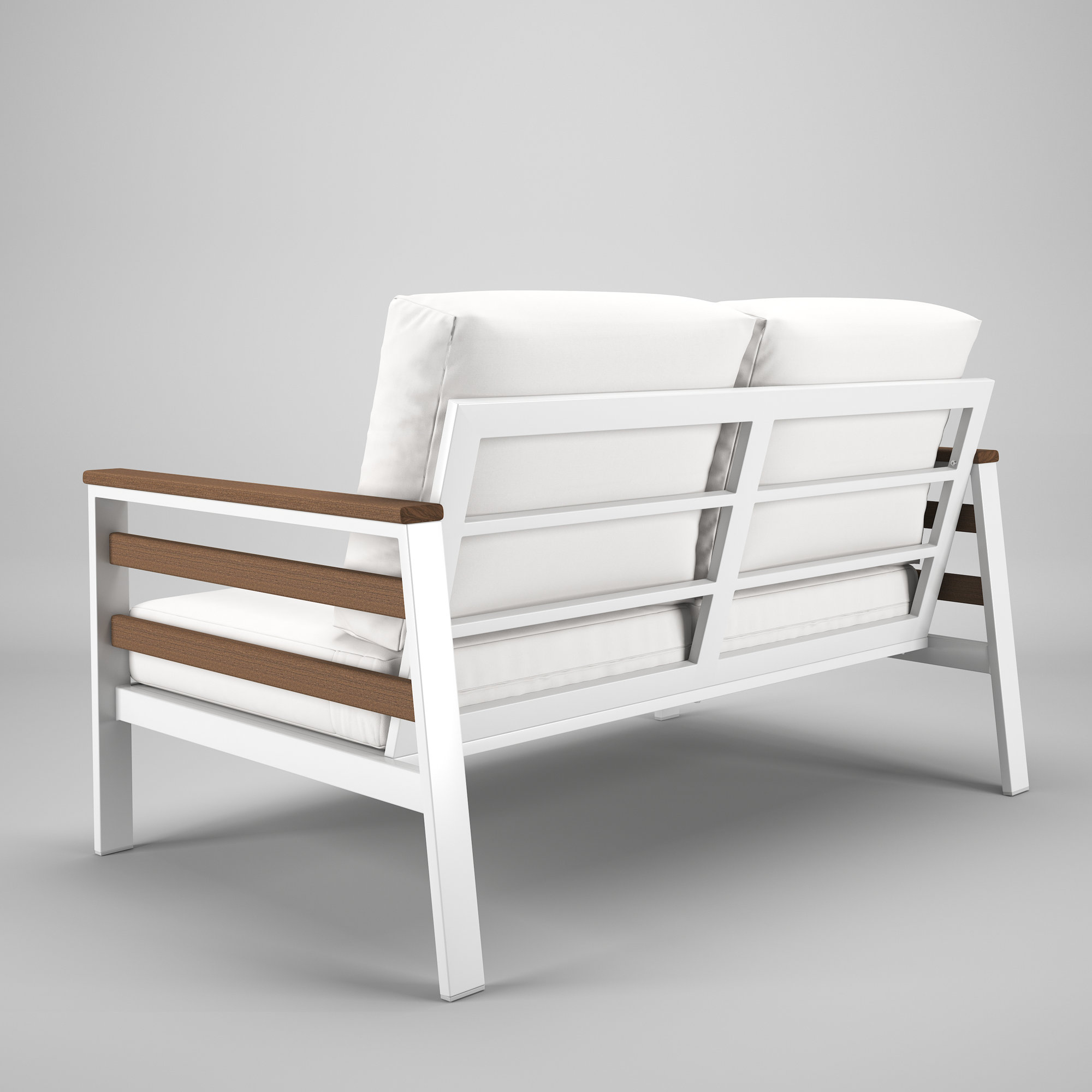 Townsend Metal Outdoor Loveseat With Sunbrella Cushion, Canvas White