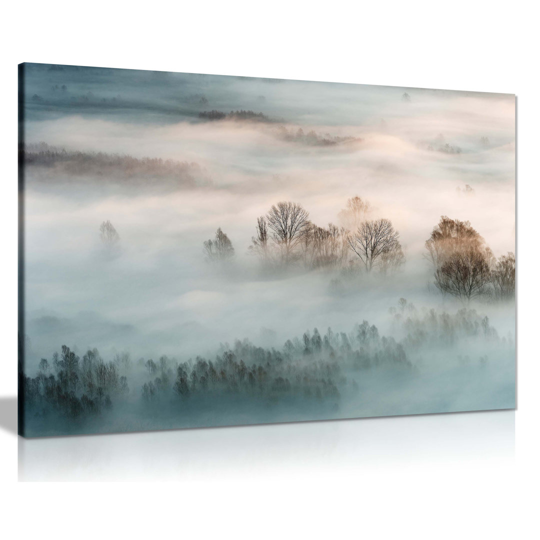 Foggy Winter Morning Sunrise - Wrapped Canvas Print