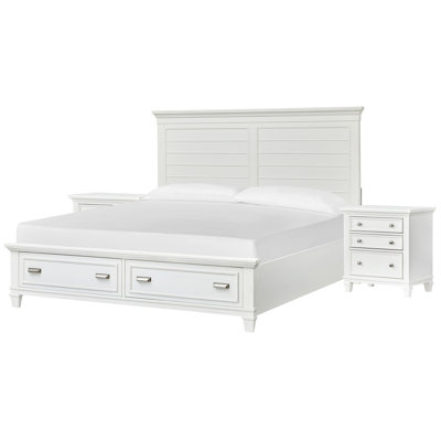 Monti California King White Panel Storage Bed With Nightstand
