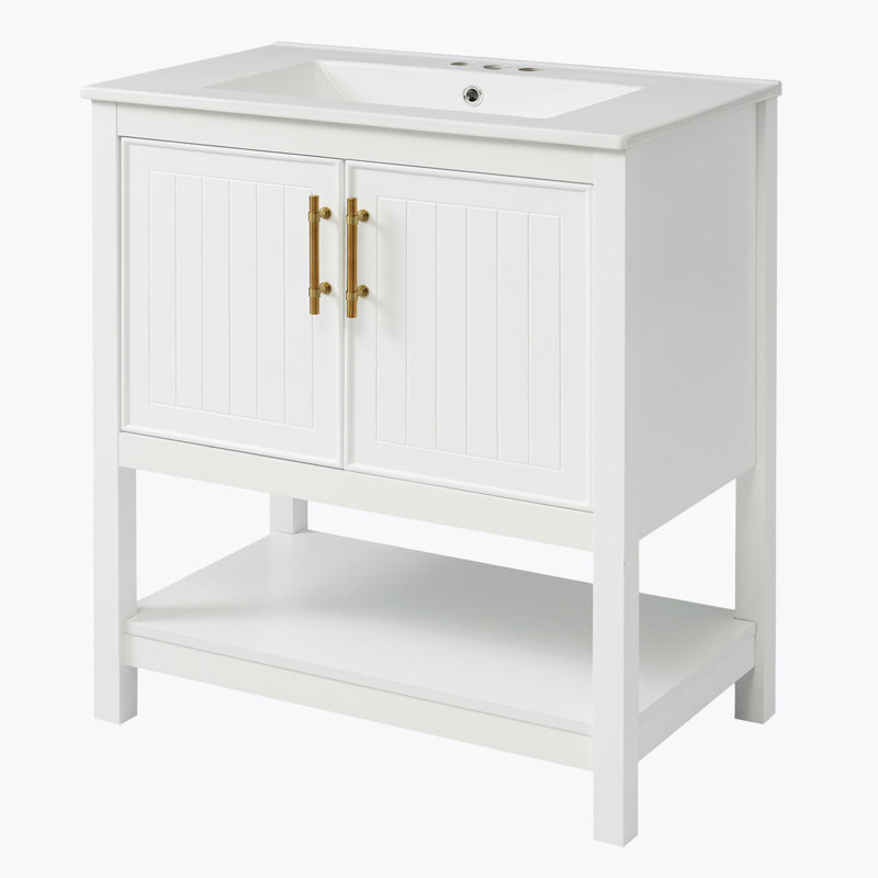 Bathroom Vanity with Ceramic Sink, White