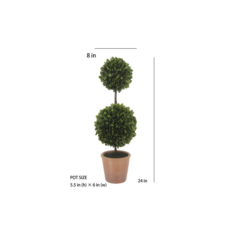 24" Artificial Boxwood Plant in Topiary Pot