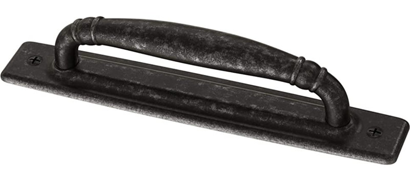 4" Iron Craft Pull with Backplate Distressed Iron