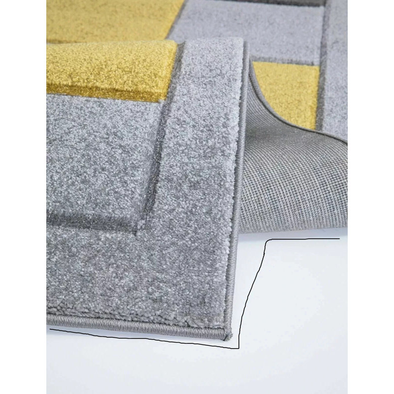 Area Rug, Rectangle 160 cm x 230 cm, Grey/Yellow