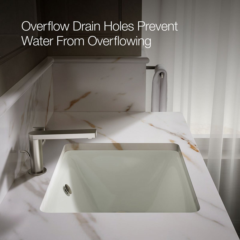 Iron Plains Metal Rectangular Undermount Bathroom Sink with Overflow, Dune