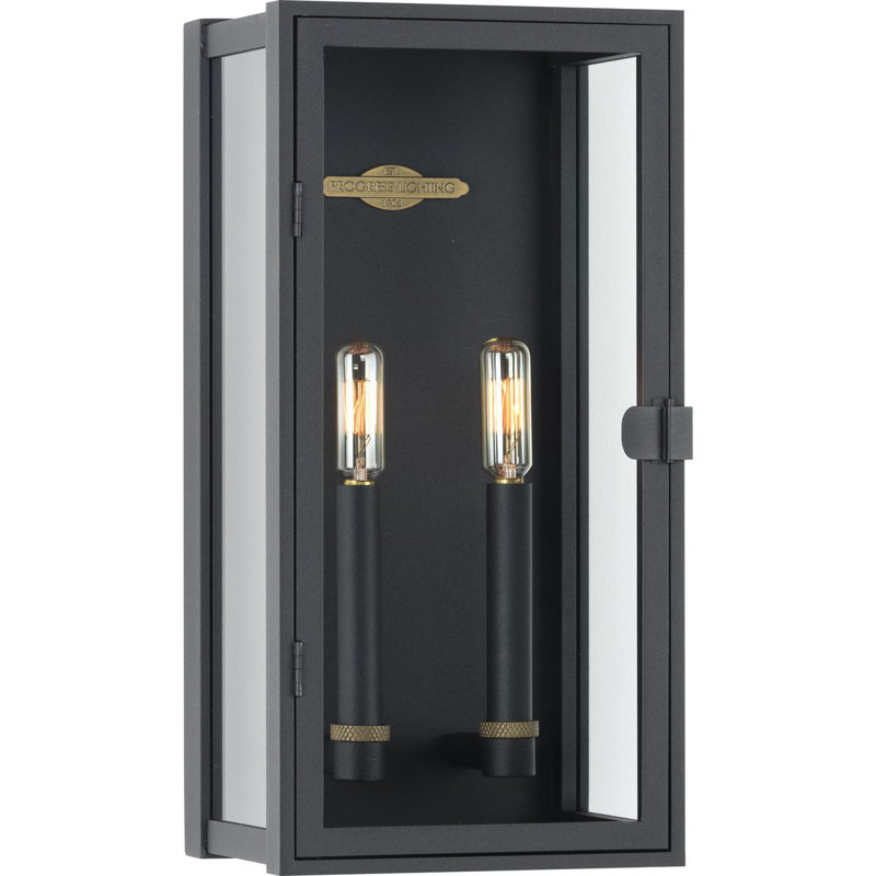 Stature Integrated LED Outdoor Wall Lantern, Textured Black, 16" H x 8" W x 5.87" D, 2 Lights