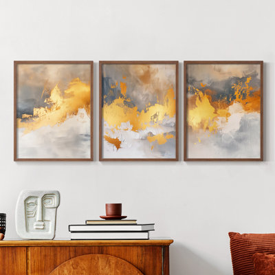 Abstract  Series  CLI  -Set Of 3 Framed Giclee Prints -Ready to Hang