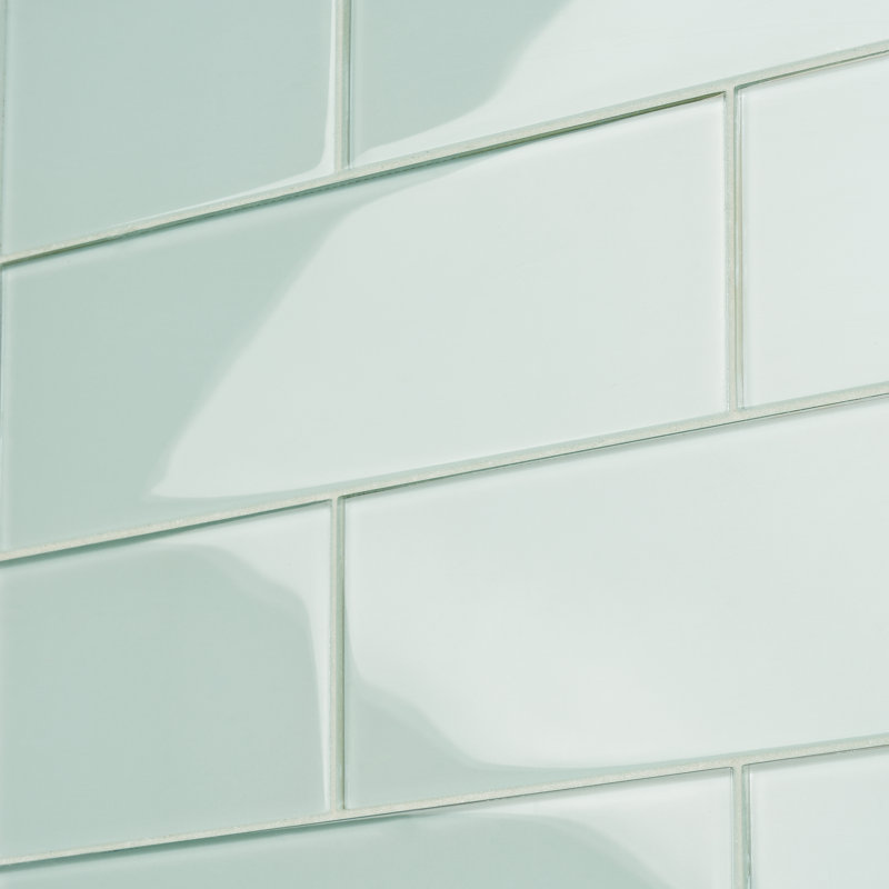 Lucid 4" x 12" Glass Brick Look Subway Tile (15 pieces 5 sq.ft/Box), Seafoam