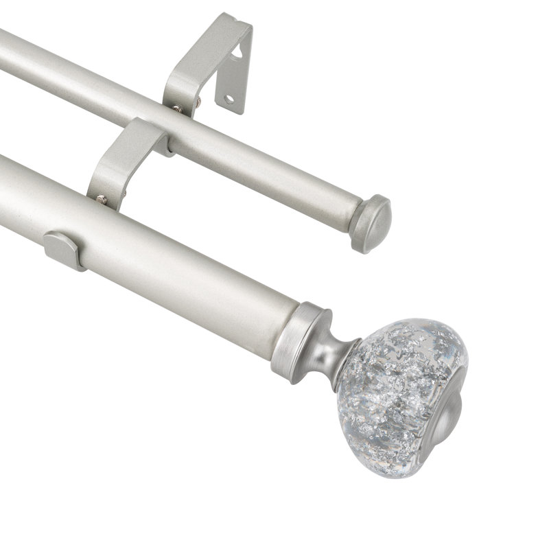 Tringle à rideaux double réglable Jehieli, Étain, 28" - 48"