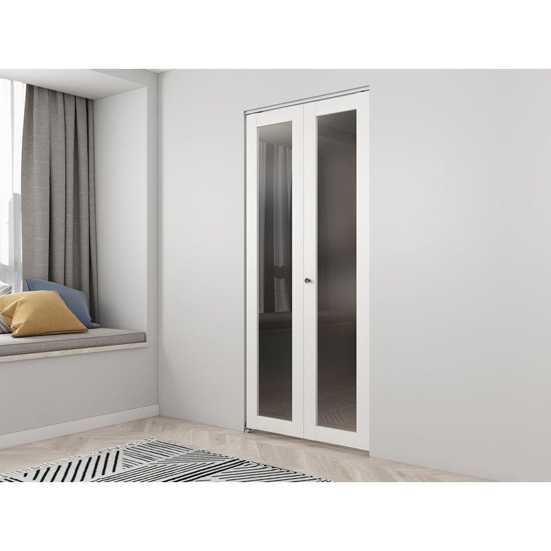 White Frosted Glass MDF Bifold Door with Stainless Steel Hardware