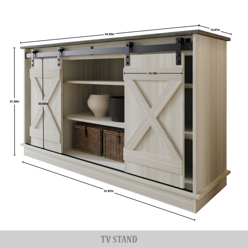 Trinece TV Stand for TVs up to 60", Light Gray