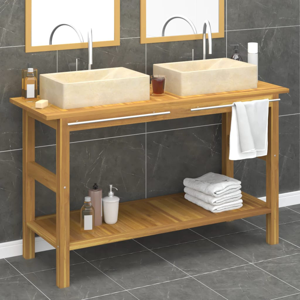 Red Barrel Studio® 52'' Double Bathroom Vanity with Solid Wood Top