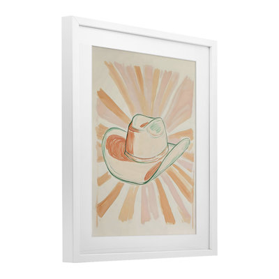 Sunburst & Cowboy Hat Framed Print Under Glass, design by The Prints Vibe