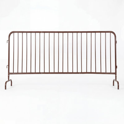 102" Interlocking Steel Barricade, Heavy Duty Galvanized Crowd Control Barriers with Removable Bridge Base for Events, Traffic & Outdoor Use, Brown