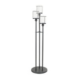 Cole And Grey Metal Tall Floor Hurricane Lamp With 3 Posts And Round Base