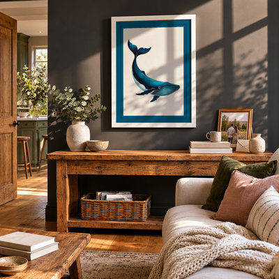 Drifting Whale Coastal - Framed Print