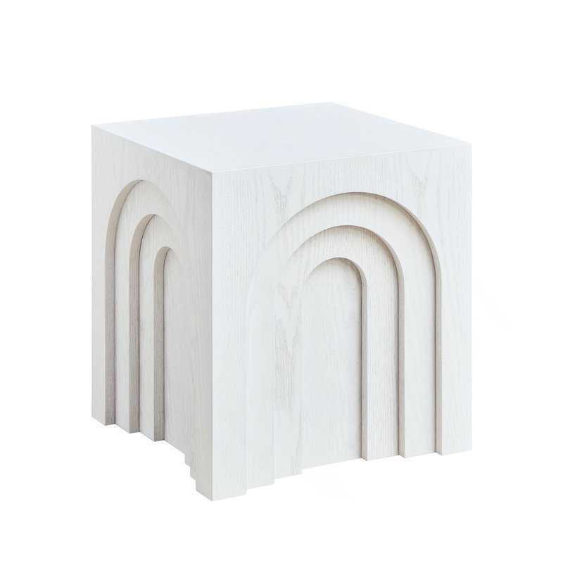 Table d'appoint carrée 15,74 po, Blanc