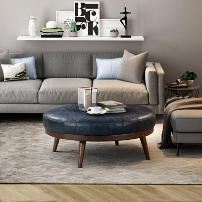 Gio Full-Grain Genuine Italian Leather Ottoman