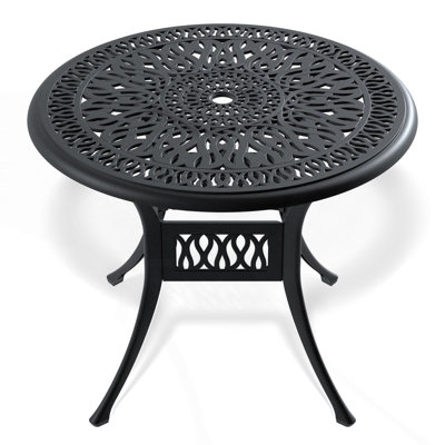 Round Outdoor Dining Table Umbrella Hole , 35.45 " W 35.5 " D