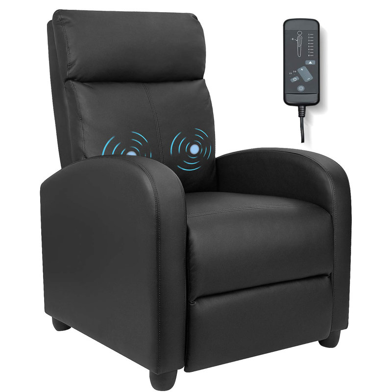 Fauteuil de massage en similicuir Udall, Similicuir noir