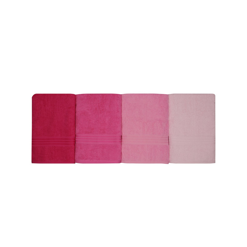 Luxury 4-Piece Bath Towel Set, 100% Cotton, Light Pink, Pink, Dusty Rose & Fuchsia | 27.6 x 55.1 inches | 500 GSM | Machine Washable at 104°F | Soft, Absorbent & Stylish Towels with Special Gift Box, Perfect for Home & Spa