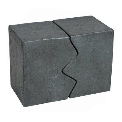MGO Side Table, Set Of 2 Rectangular Outdoor Side Tables, Decorative Garden Stools For Indoor Outdoor, Accent Table Patio Side Table End Table W Spotted, Stone Gray Color