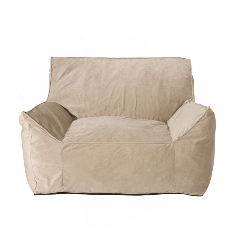 Sadlier Velvet Bean Bag Sofa, Taupe  Velvet, 32" H x 60" W x 40" D