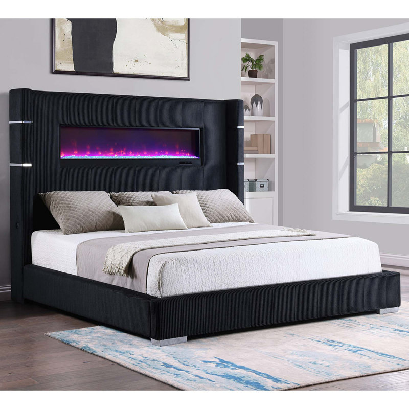 Judah Wingback Bed with Flame Visualizer