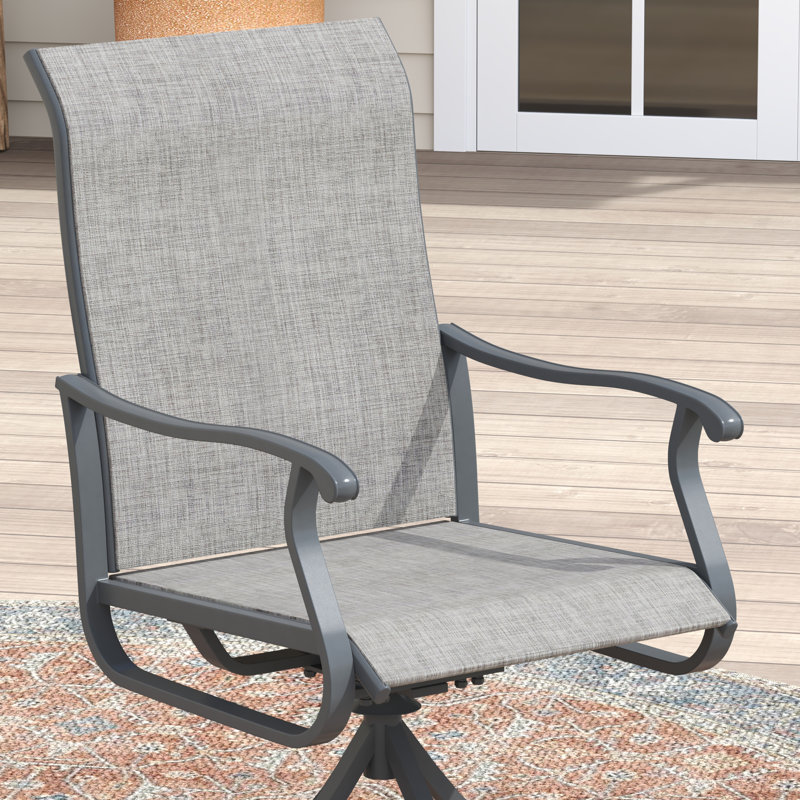 4-Person Square Patio Dining Set With 360°Swivel PVC-coated polyester Chairs, Brush Wood Gray/Gray
