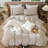 MooMee Gingham Duvet Cover Set 100% Washed Cotton Linen Like Lightweight-115836937-115836942
