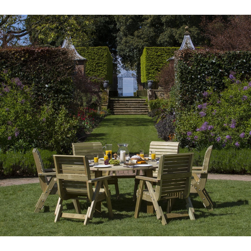 Pepe Garden Furniture Dining Sets 6 - Person Wood Patio Dining Set with Round Table