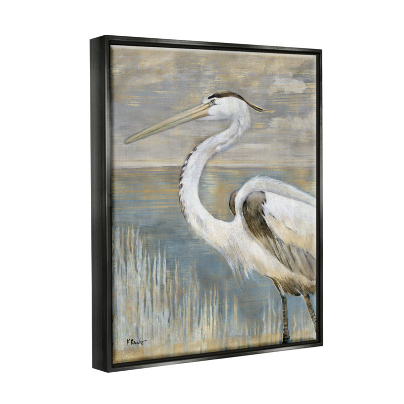 «Heron Bird Abstract Marshland Coast» par Paul Brent - peinture sur toile, H 31 po x l 25 po x P 1,7 po