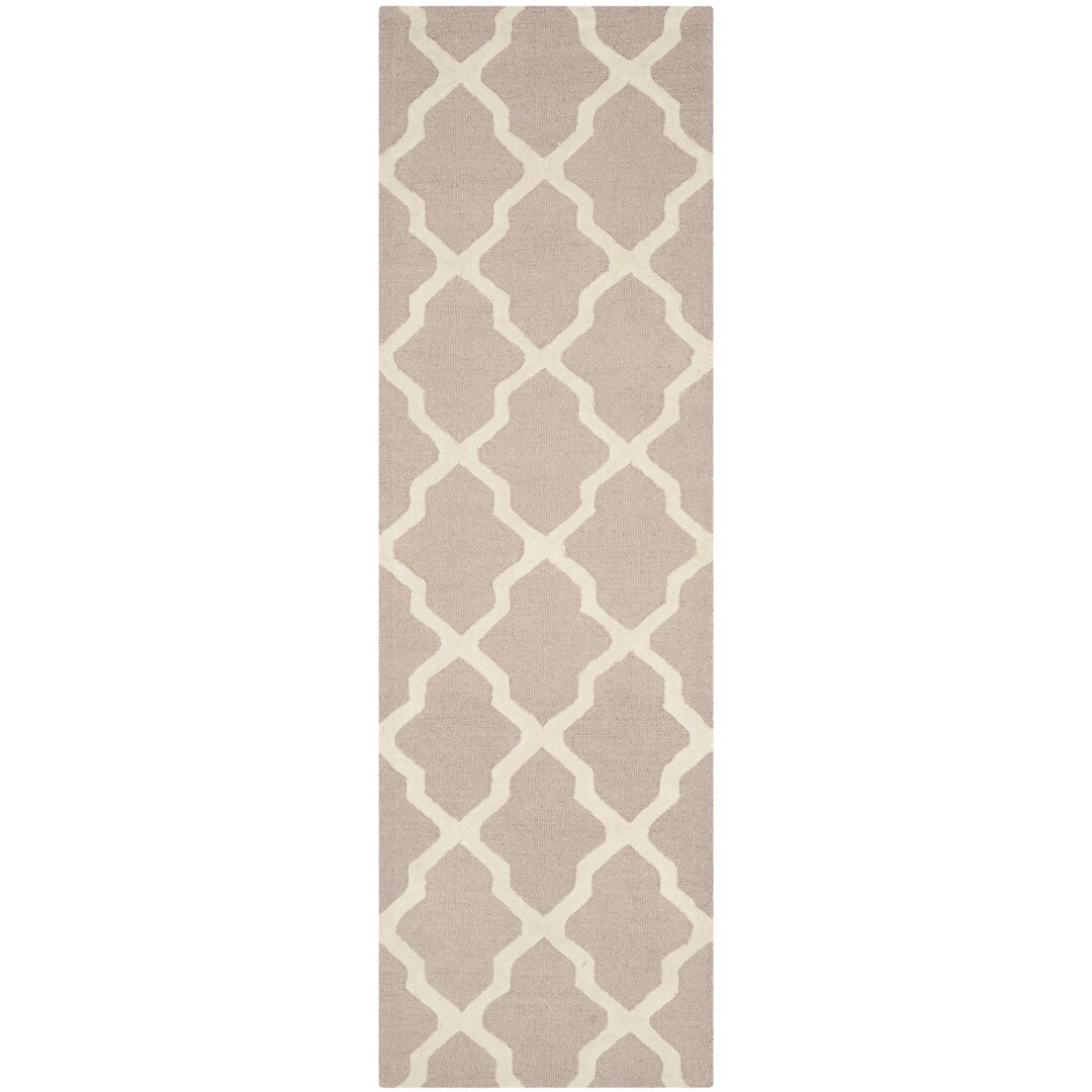 Handgefertigter Teppich Darbonne aus Wolle in Beige/Elfenbein