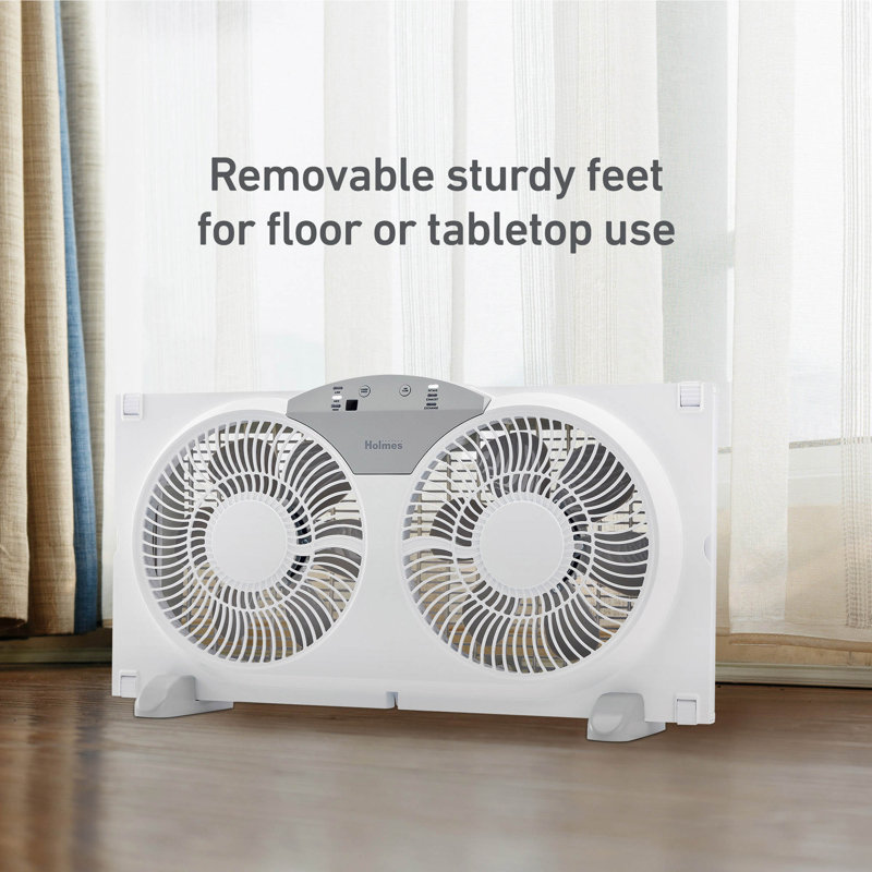 White Remote Controlled Reversible Twin-Blade Window Fan