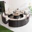 Ensemble de conversation modulaire en osier avec coussins Arrika-75740327
