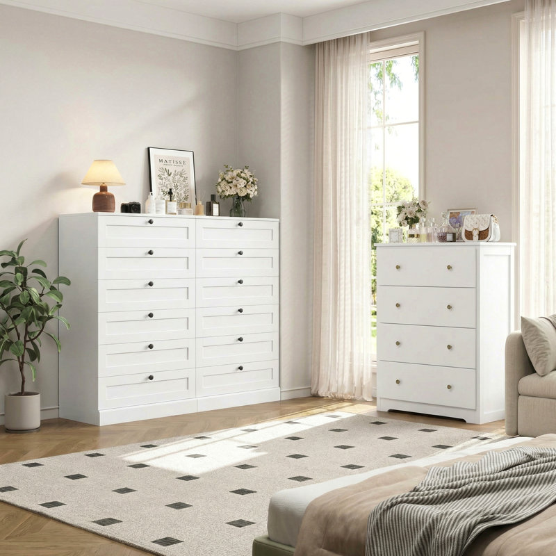 3-Piece Bedroom Sets, Modular  Versatile Bedroom Storage & Vanity, 4-Drawer + 6-Drawer + 6-Drawer Chests, Versatile Dressers for Bedroom, Living Room, or Entrywaydroom Storage Suite